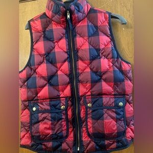 J. Crew Red and Black Quilted Vest